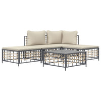Thumbnail for 5-tlg. Garten-Lounge-Set mit Kissen Anthrazit Poly Rattan