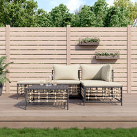 Thumbnail for 5-tlg. Garten-Lounge-Set mit Kissen Anthrazit Poly Rattan