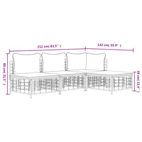 Thumbnail for 4-tlg. Garten-Lounge-Set mit Kissen Anthrazit Poly Rattan
