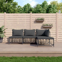 Thumbnail for 4-tlg. Garten-Lounge-Set mit Kissen Anthrazit Poly Rattan