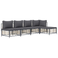 Thumbnail for 5-tlg. Garten-Lounge-Set mit Kissen Anthrazit Poly Rattan