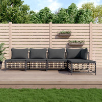 Thumbnail for 5-tlg. Garten-Lounge-Set mit Kissen Anthrazit Poly Rattan