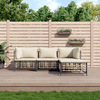 Thumbnail for 4-tlg. Garten-Lounge-Set mit Kissen Anthrazit Poly Rattan