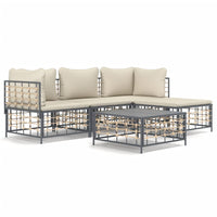 Thumbnail for 4-tlg. Garten-Lounge-Set mit Kissen Anthrazit Poly Rattan