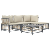 Thumbnail for 4-tlg. Garten-Lounge-Set mit Kissen Anthrazit Poly Rattan