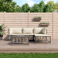Thumbnail for 4-tlg. Garten-Lounge-Set mit Kissen Anthrazit Poly Rattan