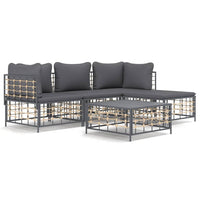 Thumbnail for 4-tlg. Garten-Lounge-Set mit Kissen Anthrazit Poly Rattan