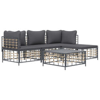 Thumbnail for 4-tlg. Garten-Lounge-Set mit Kissen Anthrazit Poly Rattan