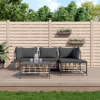 Thumbnail for 4-tlg. Garten-Lounge-Set mit Kissen Anthrazit Poly Rattan