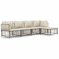 Thumbnail for 5-tlg. Garten-Lounge-Set mit Kissen Anthrazit Poly Rattan