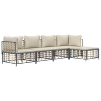 Thumbnail for 5-tlg. Garten-Lounge-Set mit Kissen Anthrazit Poly Rattan
