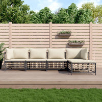 Thumbnail for 5-tlg. Garten-Lounge-Set mit Kissen Anthrazit Poly Rattan