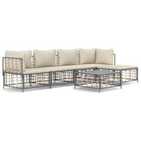 Thumbnail for 6-tlg. Garten-Lounge-Set mit Kissen Anthrazit Poly Rattan