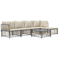 Thumbnail for 6-tlg. Garten-Lounge-Set mit Kissen Anthrazit Poly Rattan