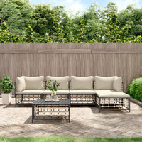 Thumbnail for 6-tlg. Garten-Lounge-Set mit Kissen Anthrazit Poly Rattan