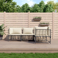 Thumbnail for 4-tlg. Garten-Lounge-Set mit Kissen Anthrazit Poly Rattan