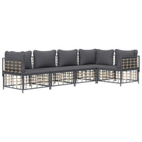 Thumbnail for 5-tlg. Garten-Lounge-Set mit Kissen Anthrazit Poly Rattan