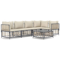 Thumbnail for 6-tlg. Garten-Lounge-Set mit Kissen Anthrazit Poly Rattan