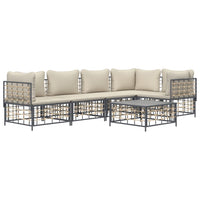 Thumbnail for 6-tlg. Garten-Lounge-Set mit Kissen Anthrazit Poly Rattan