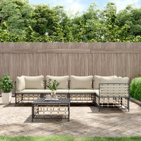Thumbnail for 6-tlg. Garten-Lounge-Set mit Kissen Anthrazit Poly Rattan