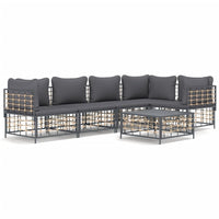 Thumbnail for 6-tlg. Garten-Lounge-Set mit Kissen Anthrazit Poly Rattan