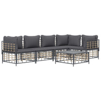 Thumbnail for 6-tlg. Garten-Lounge-Set mit Kissen Anthrazit Poly Rattan