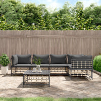 Thumbnail for 6-tlg. Garten-Lounge-Set mit Kissen Anthrazit Poly Rattan