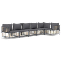 Thumbnail for 6-tlg. Garten-Lounge-Set mit Kissen Anthrazit Poly Rattan