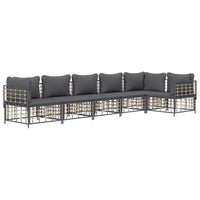 Thumbnail for 6-tlg. Garten-Lounge-Set mit Kissen Anthrazit Poly Rattan