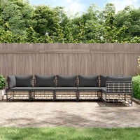 Thumbnail for 6-tlg. Garten-Lounge-Set mit Kissen Anthrazit Poly Rattan