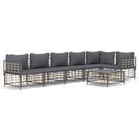 Thumbnail for 7-tlg. Garten-Lounge-Set mit Kissen Anthrazit Poly Rattan