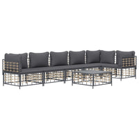 Thumbnail for 7-tlg. Garten-Lounge-Set mit Kissen Anthrazit Poly Rattan