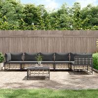 Thumbnail for 7-tlg. Garten-Lounge-Set mit Kissen Anthrazit Poly Rattan