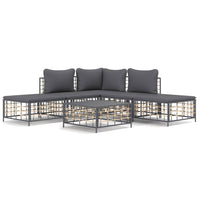 Thumbnail for 6-tlg. Garten-Lounge-Set mit Kissen Anthrazit Poly Rattan