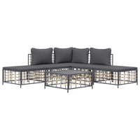 Thumbnail for 6-tlg. Garten-Lounge-Set mit Kissen Anthrazit Poly Rattan