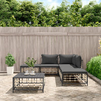 Thumbnail for 6-tlg. Garten-Lounge-Set mit Kissen Anthrazit Poly Rattan