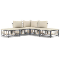 Thumbnail for 5-tlg. Garten-Lounge-Set mit Kissen Anthrazit Poly Rattan
