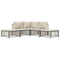 Thumbnail for 5-tlg. Garten-Lounge-Set mit Kissen Anthrazit Poly Rattan