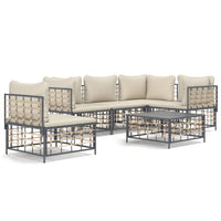 Thumbnail for 6-tlg. Garten-Lounge-Set mit Kissen Anthrazit Poly Rattan