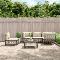 Thumbnail for 6-tlg. Garten-Lounge-Set mit Kissen Anthrazit Poly Rattan