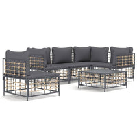 Thumbnail for 6-tlg. Garten-Lounge-Set mit Kissen Anthrazit Poly Rattan