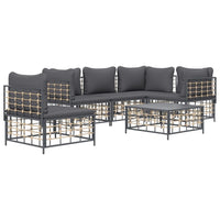 Thumbnail for 6-tlg. Garten-Lounge-Set mit Kissen Anthrazit Poly Rattan