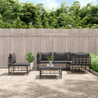 Thumbnail for 6-tlg. Garten-Lounge-Set mit Kissen Anthrazit Poly Rattan