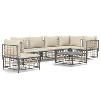Thumbnail for 7-tlg. Garten-Lounge-Set mit Kissen Anthrazit Poly Rattan