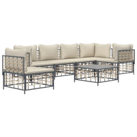 Thumbnail for 7-tlg. Garten-Lounge-Set mit Kissen Anthrazit Poly Rattan