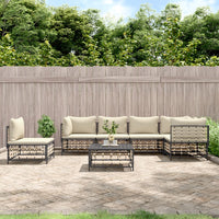 Thumbnail for 7-tlg. Garten-Lounge-Set mit Kissen Anthrazit Poly Rattan