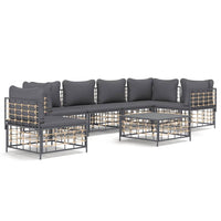 Thumbnail for 7-tlg. Garten-Lounge-Set mit Kissen Anthrazit Poly Rattan