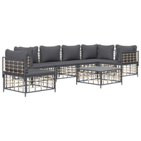 Thumbnail for 7-tlg. Garten-Lounge-Set mit Kissen Anthrazit Poly Rattan
