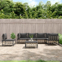 Thumbnail for 7-tlg. Garten-Lounge-Set mit Kissen Anthrazit Poly Rattan
