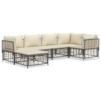 Thumbnail for 6-tlg. Garten-Lounge-Set mit Kissen Anthrazit Poly Rattan
